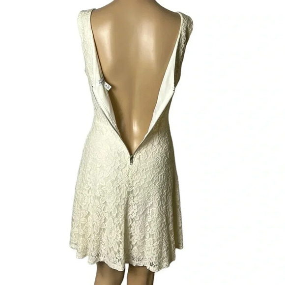 Vtg,lace all over,lined ,fit&Flare dress,size  5.feminine, Y2K,ivory,SPEECHLESS - Picture 5 of 13